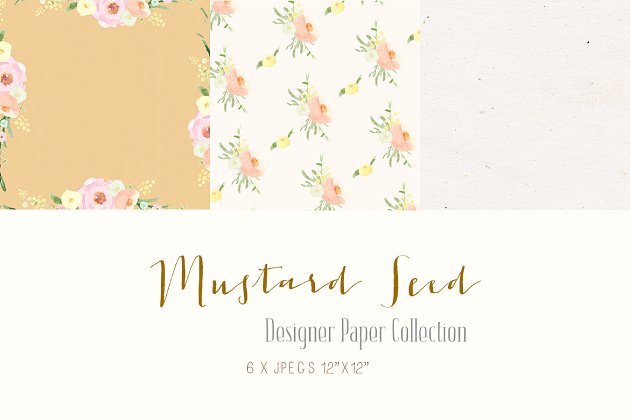 花卉矢量背景 Digital Designer Paper-Mustard Seed