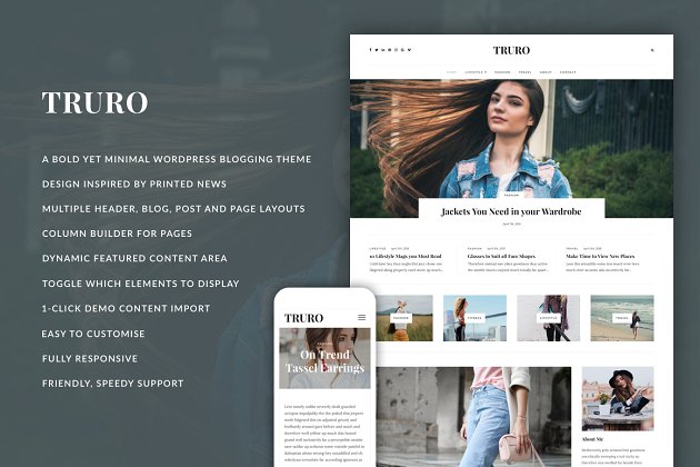时尚网站皮肤模板 Truro – Bold WP Blogging Theme