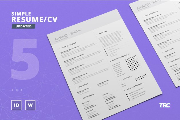 专业简洁简历模板下载 Simple Resume/Cv Template Volume 5