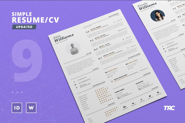 简单的简历模板 Simple Resume/Cv Template Volume 9