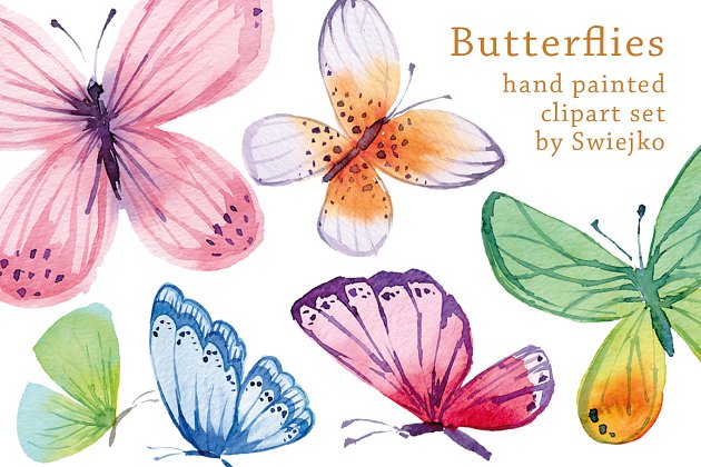 水彩蝴蝶插画 Watercolor Butterflies