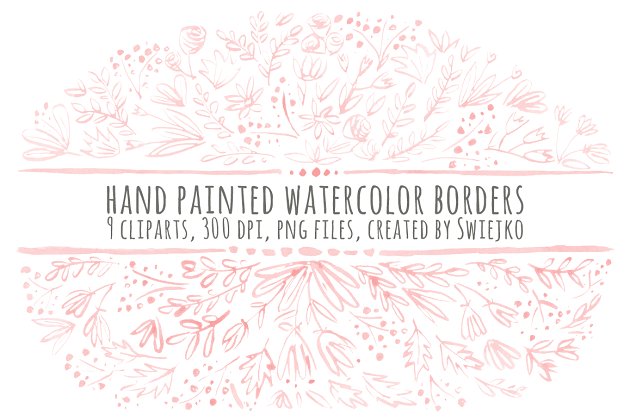 水彩花卉插画素材 Watercolor Floral Borders II