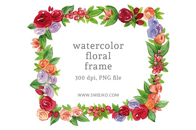 水彩花卉插画 Watercolor Floral Frame