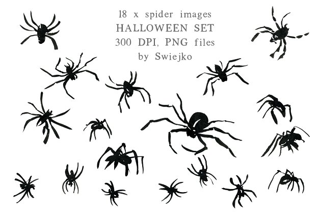万圣节蜘蛛插画 Halloween Clipart, Spiders