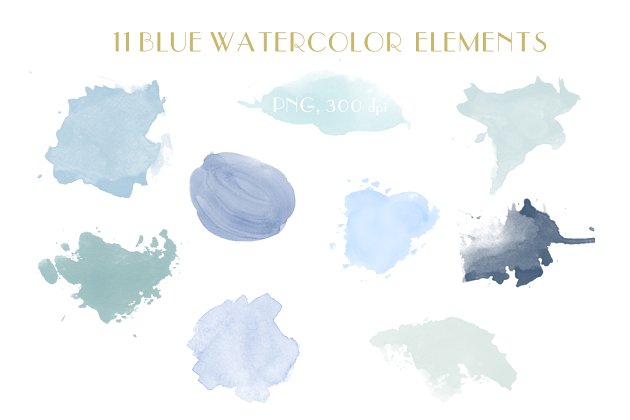 蓝色水彩背景纹理 blue watercolor elements