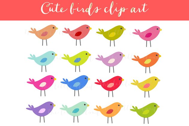多彩的小鸟插画 Colorful birds clipart