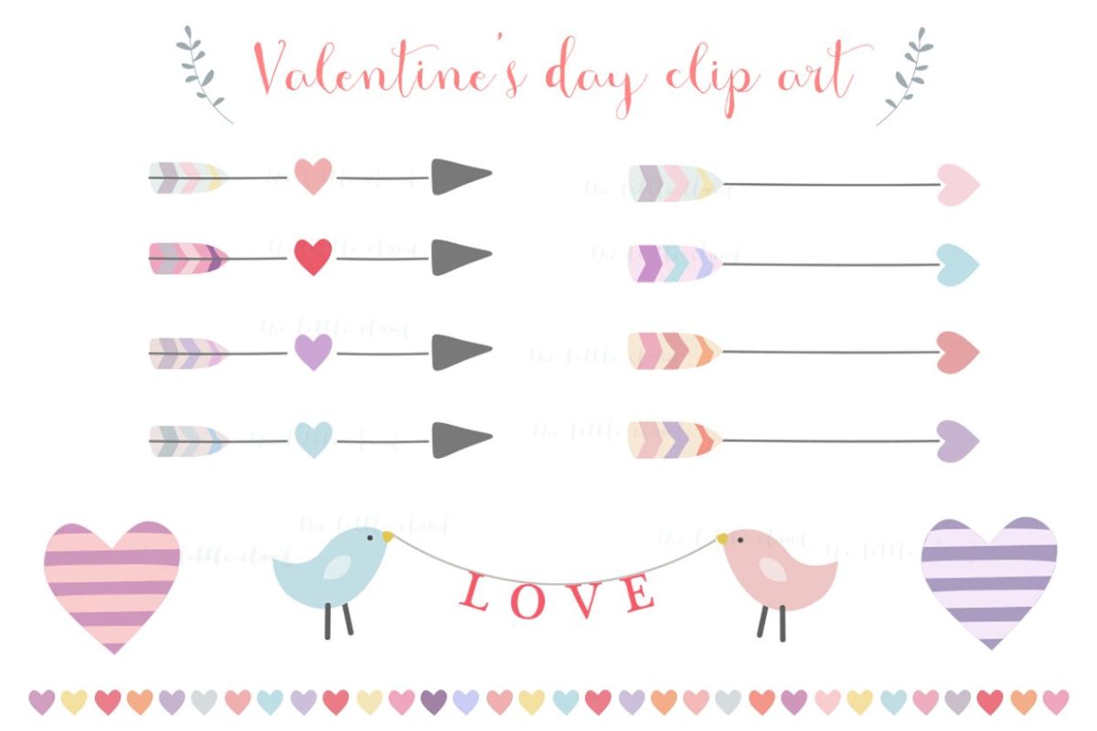 可爱的爱心箭头图形素材 Arrows and hearts love clip art