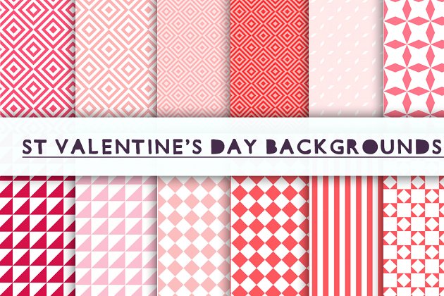 情人节几何背景纹理素材 Valentines day geometric backgrounds