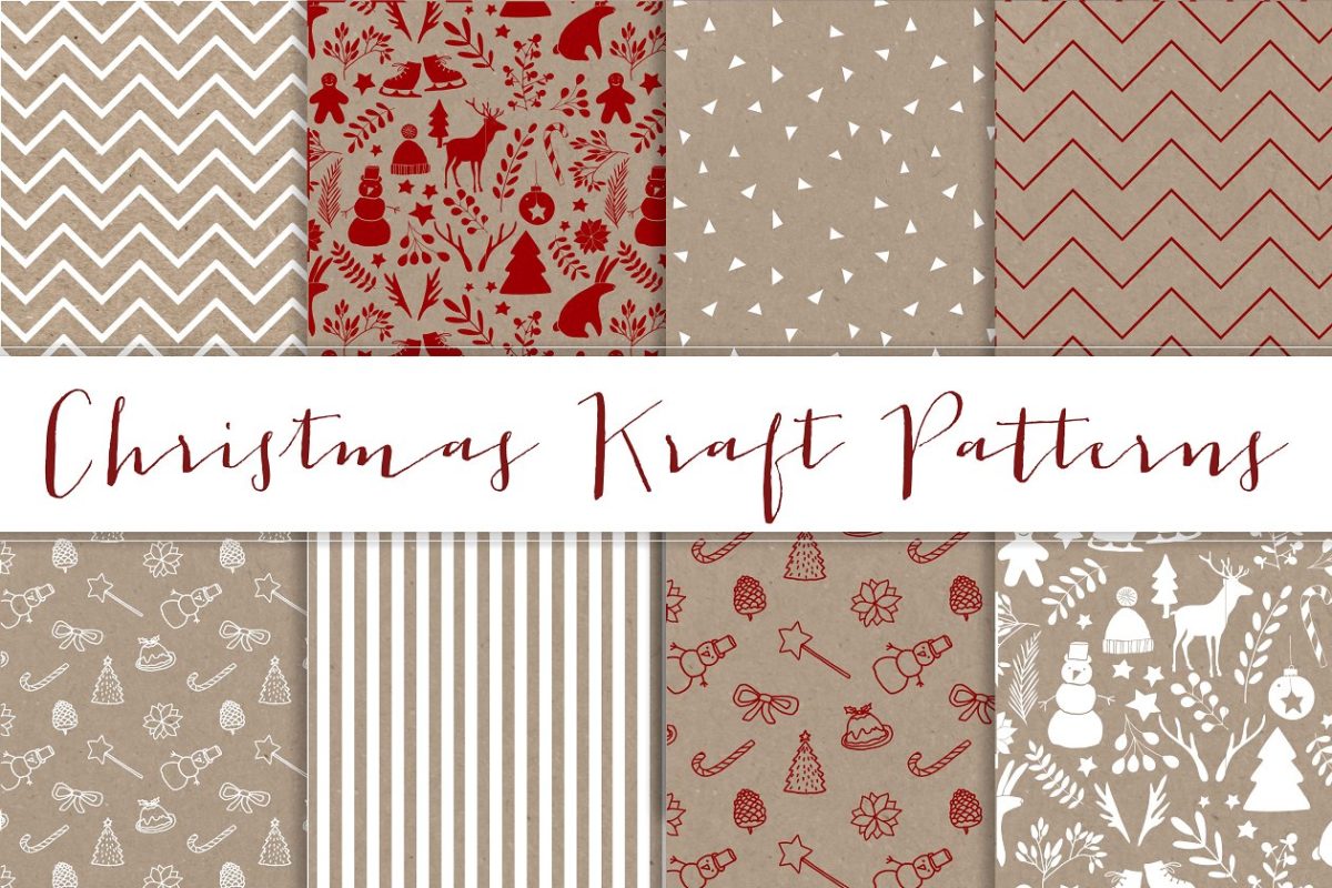 圣诞节背景纹理素材 Christmas Kraft patterns