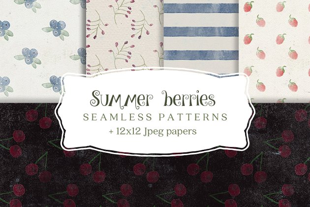 夏天草莓背景纹理素材 Summer berries backgrounds