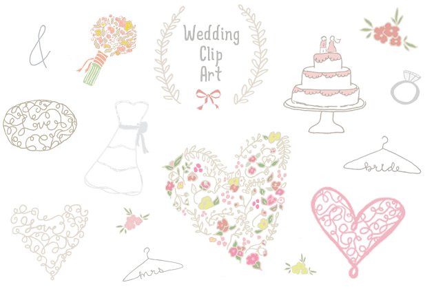 婚礼元素插画 Wedding Clip Art
