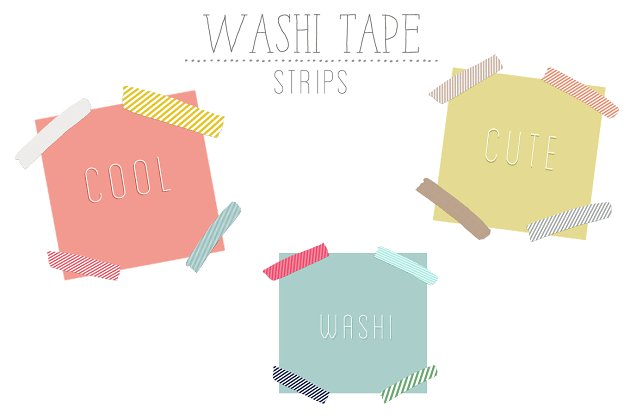 胶带矢量插画 Washi Tape Strips