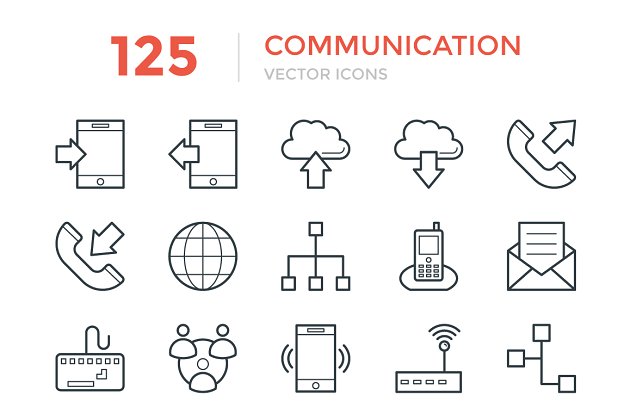 沟通矢量图标下载 125 Communication Vector Icons