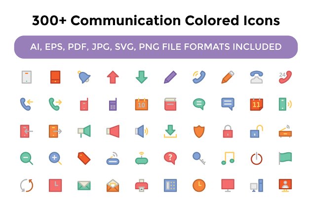 300+通讯彩色图标素材 300+ Communication Colored Icons