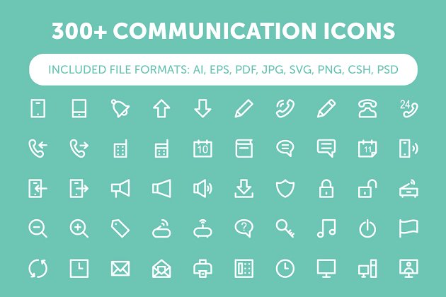 300+通讯图标素材 300+ Communication Icons Set