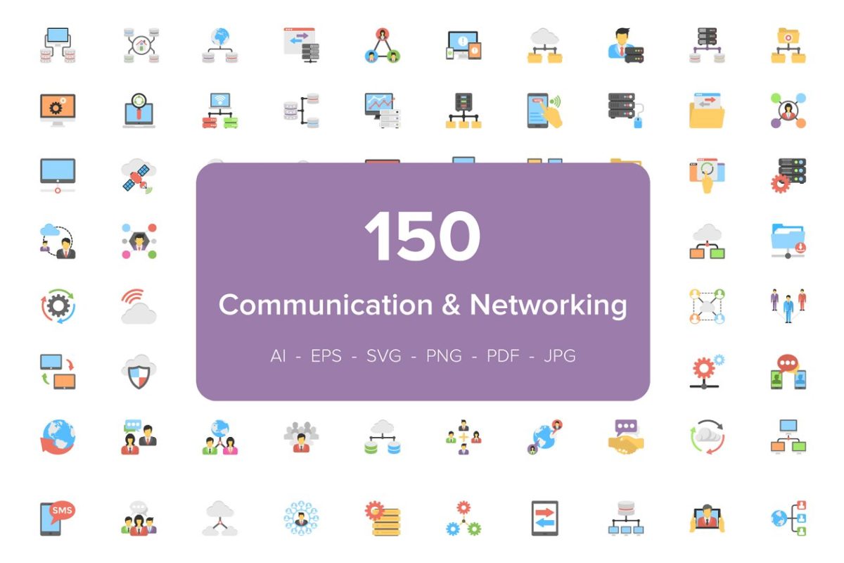 网络技术构图矢量图标下载 Communication and Networking Icons