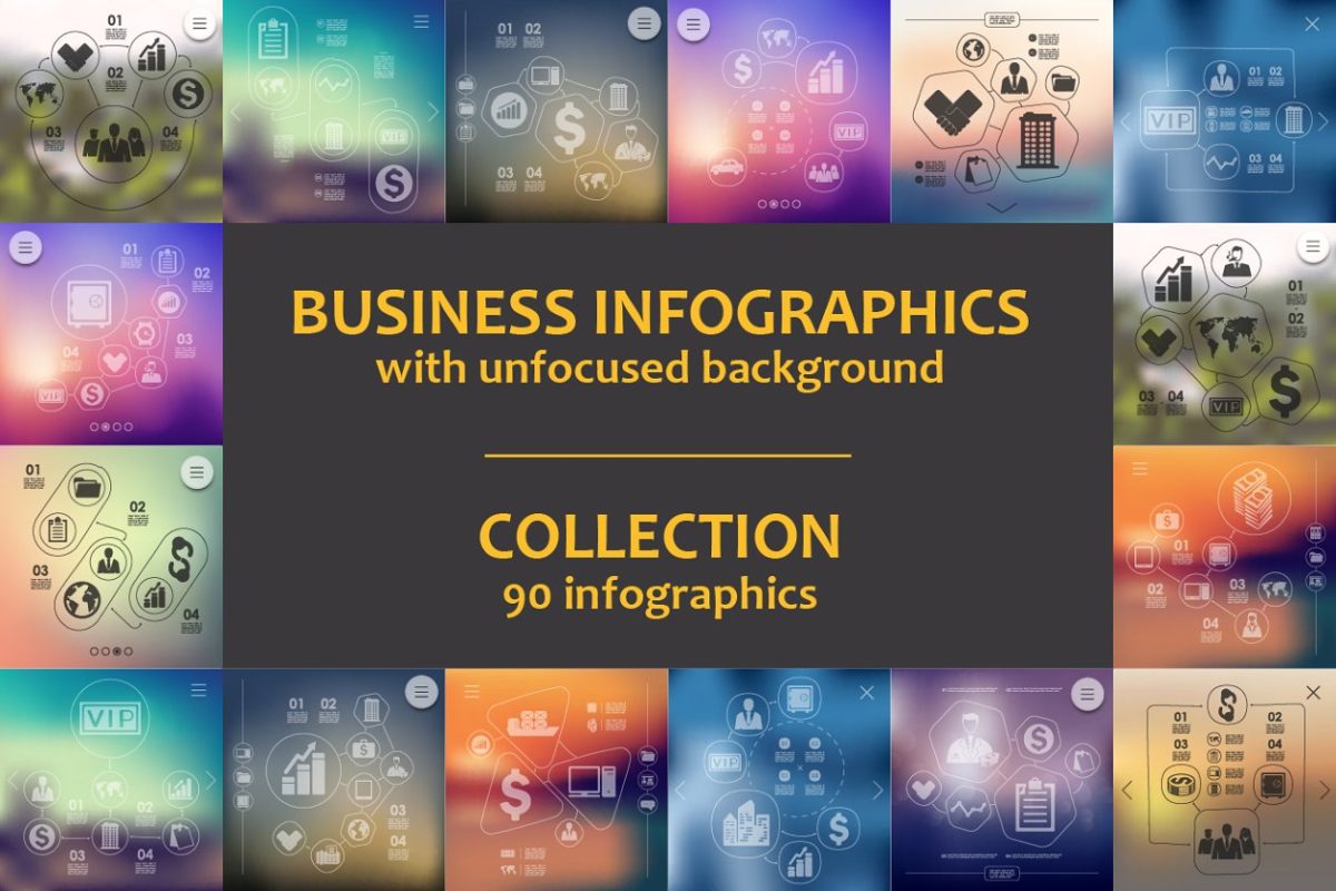 商业主题信息图表模板 90 BUSINESS INFOGRAPHICS. Collection