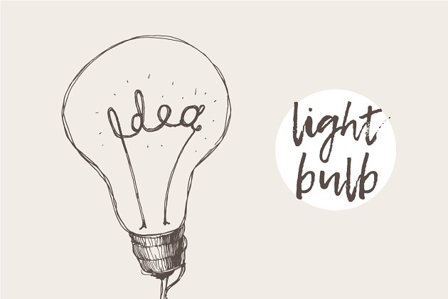 灯泡素描插画 Sketch of a conceptual light bulb
