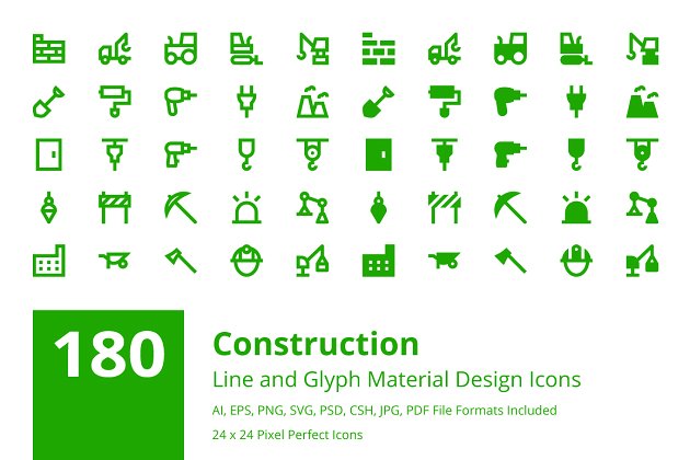 180个建筑建设工具器械图标 180 Material Construction Icons