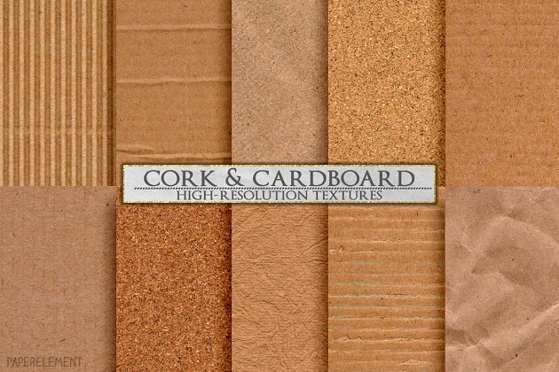 纸张背景纹理 Cork & Cardboard High-Res Textures