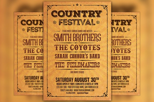 复古音乐海报设计 Country Music Festival Flyer