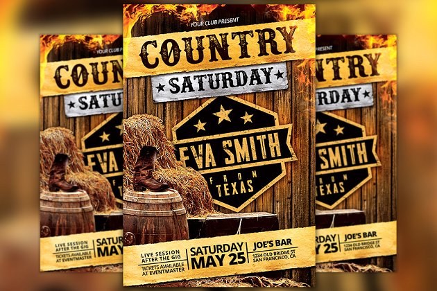 海报传单模板 Country Saturday Flyer Template