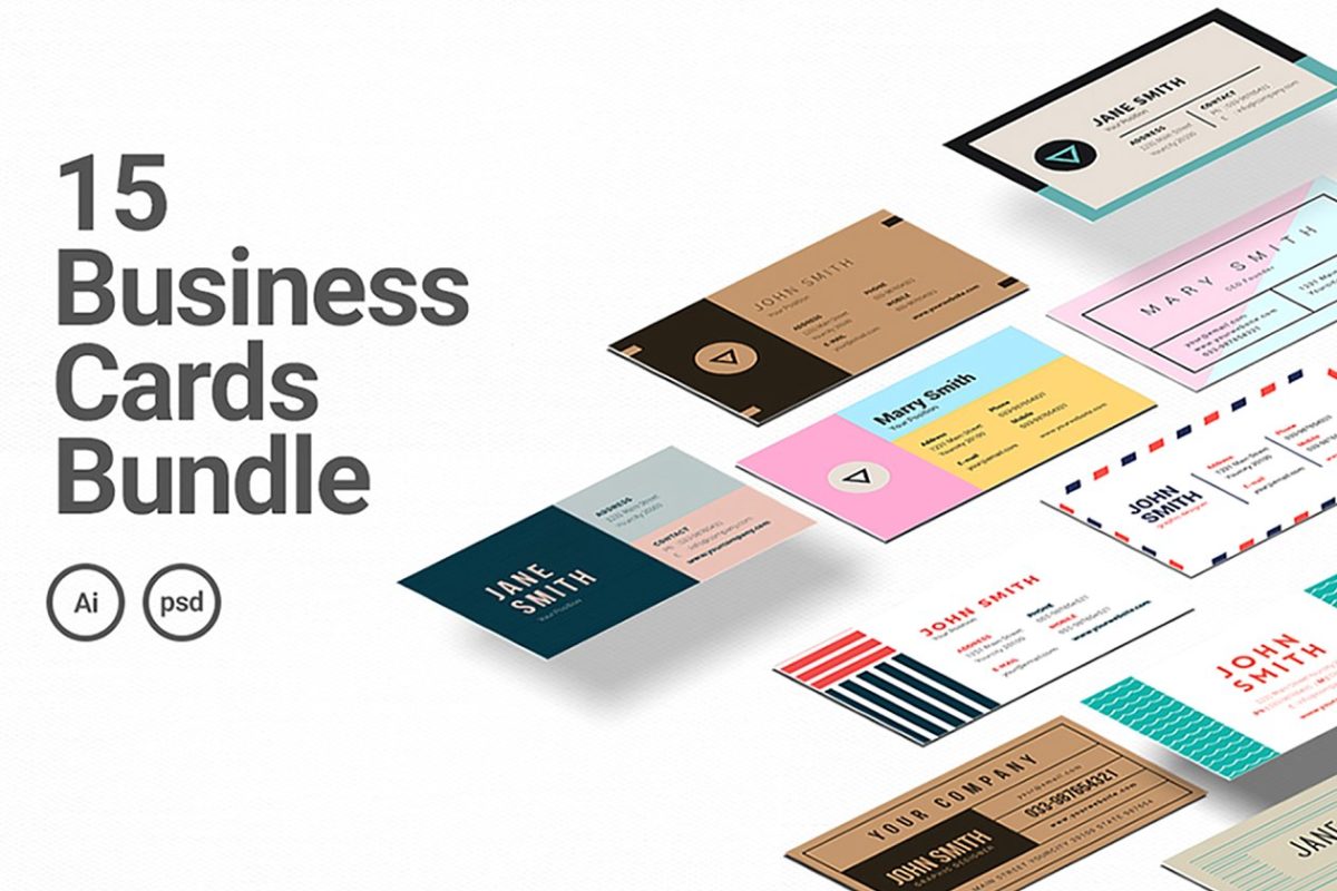 商业名片卡片模板包 15 Business Cards Bundle