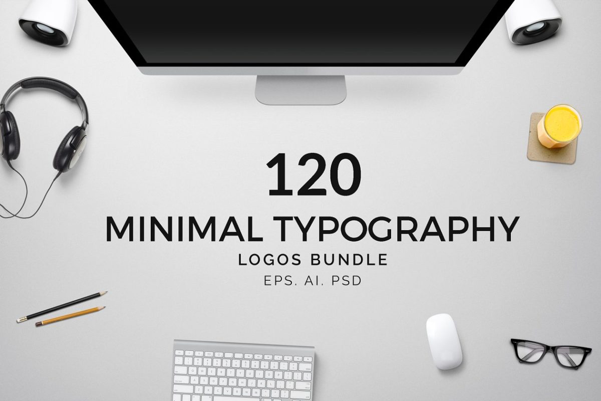 极简主义logo素材模板 120 Minimalist Typography Logo Pack