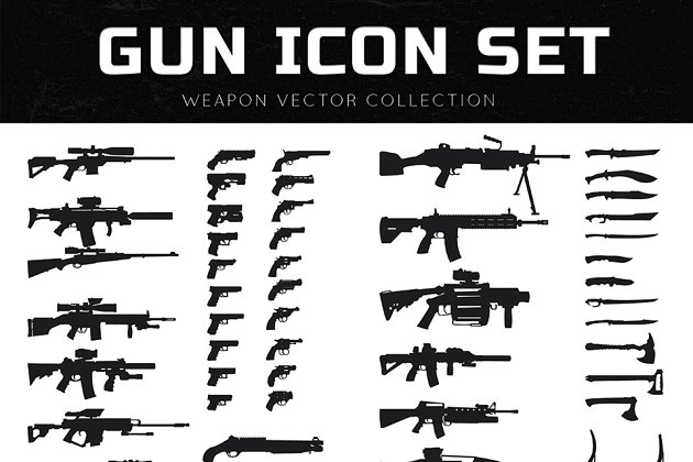 武器矢量图形图标素材 Weapon Vector Set and Dark Logo