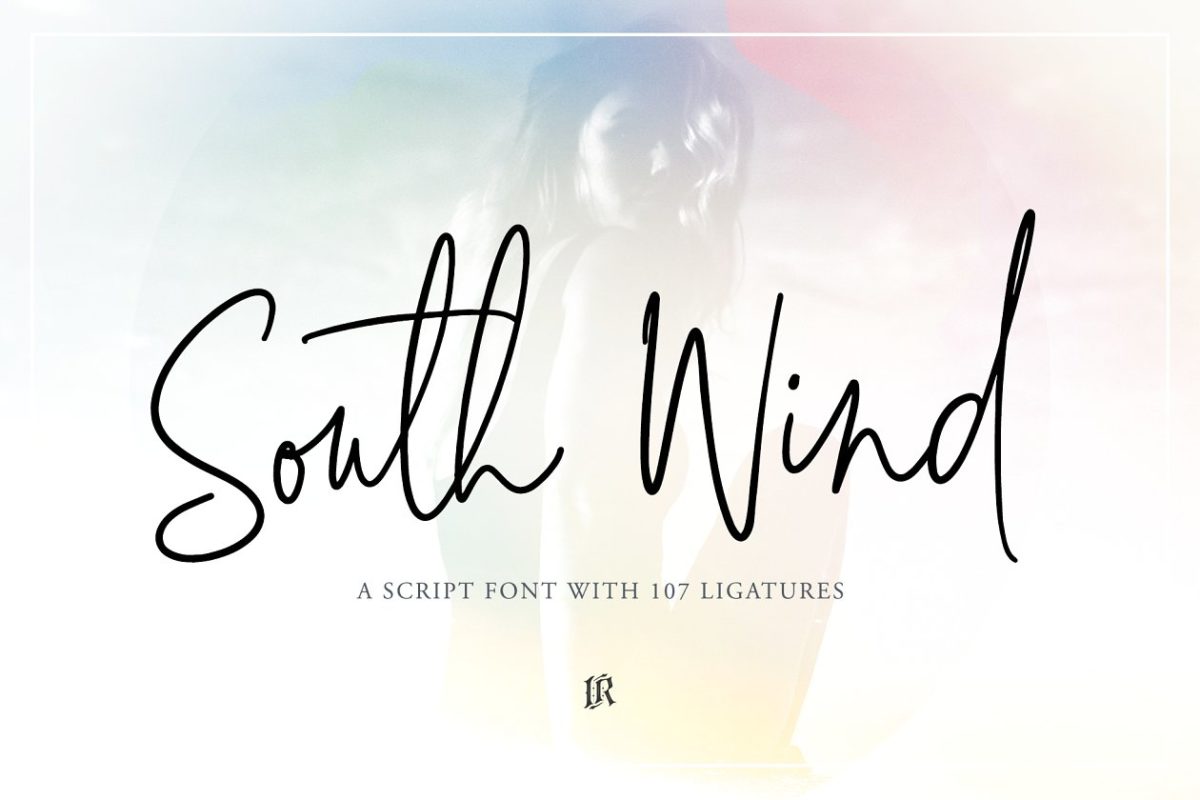 手写签名设计字体 South Wind Font
