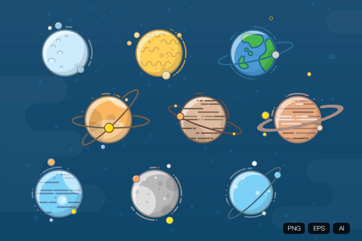 行星图标素材 9 Planet Flat Icon