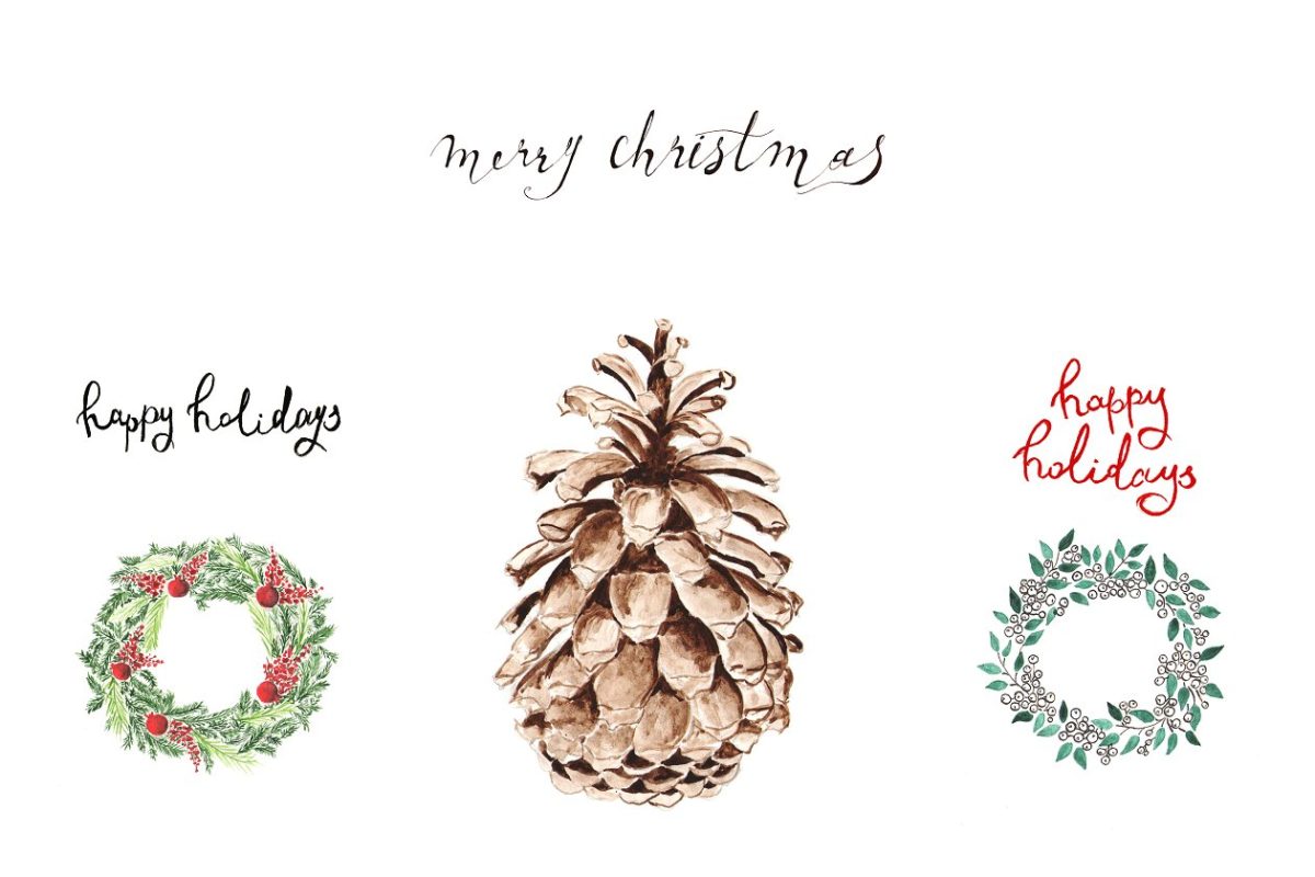 圣诞节元素插画 Christmas postcards