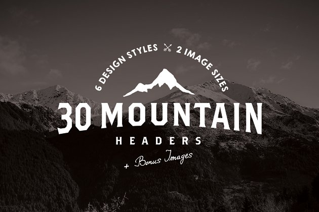 大山logo图形 30 Mountain Hero/Headers (+ BONUS)