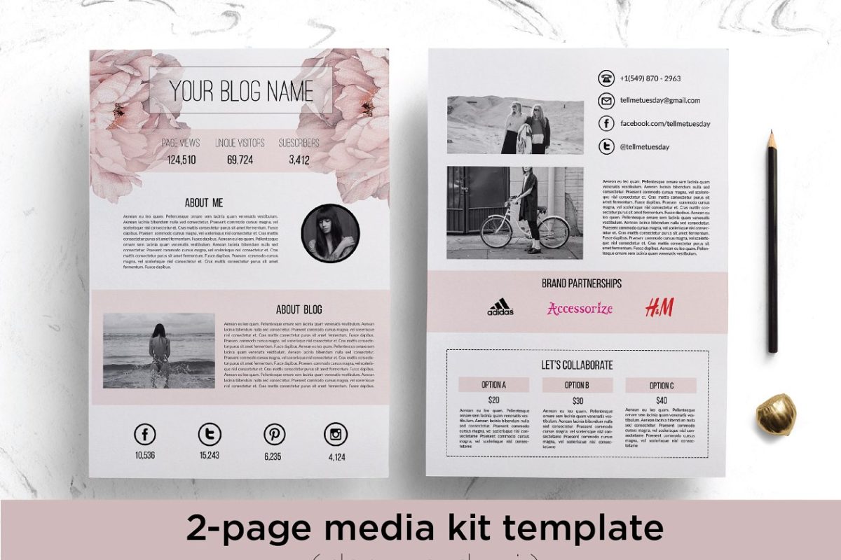 媒体广告工具模板 Floral media kit template