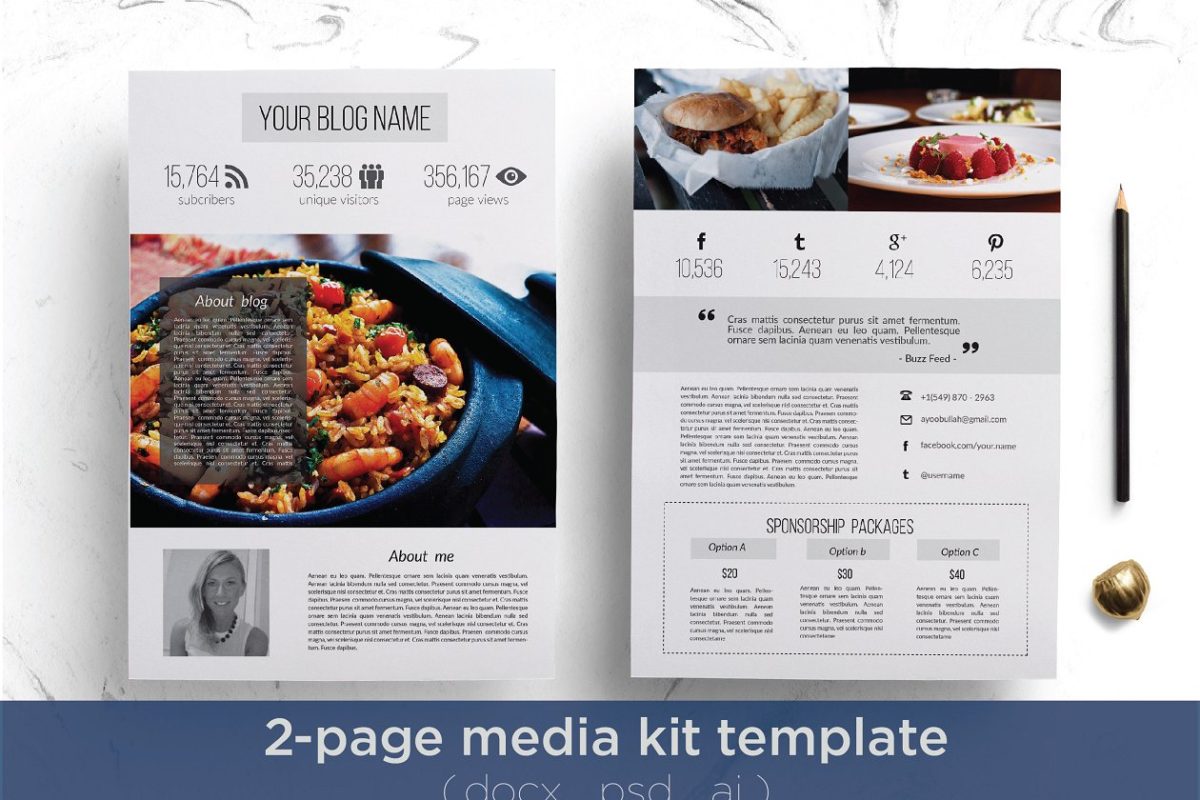 简洁的传单模板包 2 page media kit