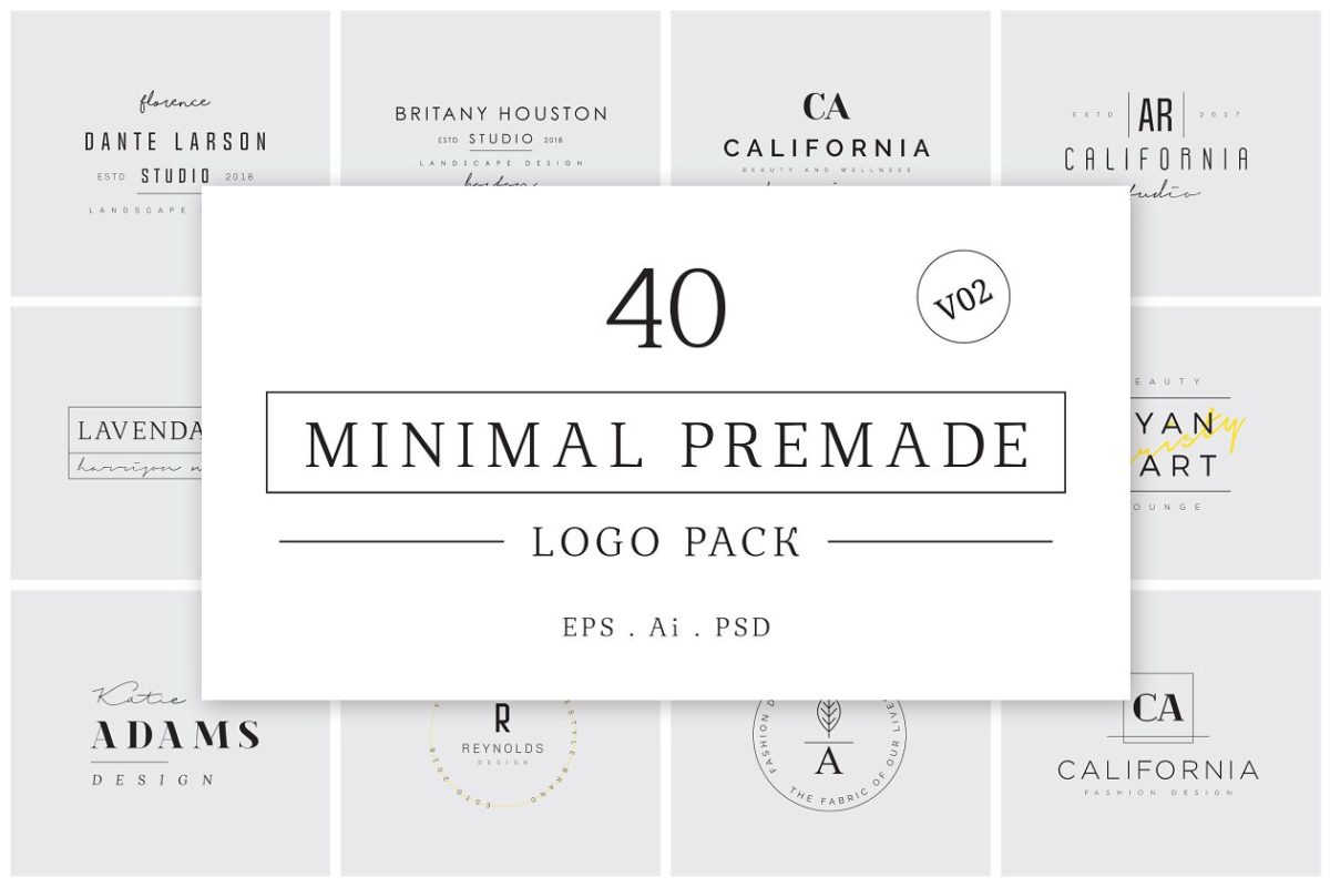 极简主义logo素材 Minimal Premade Logo Bundle V02