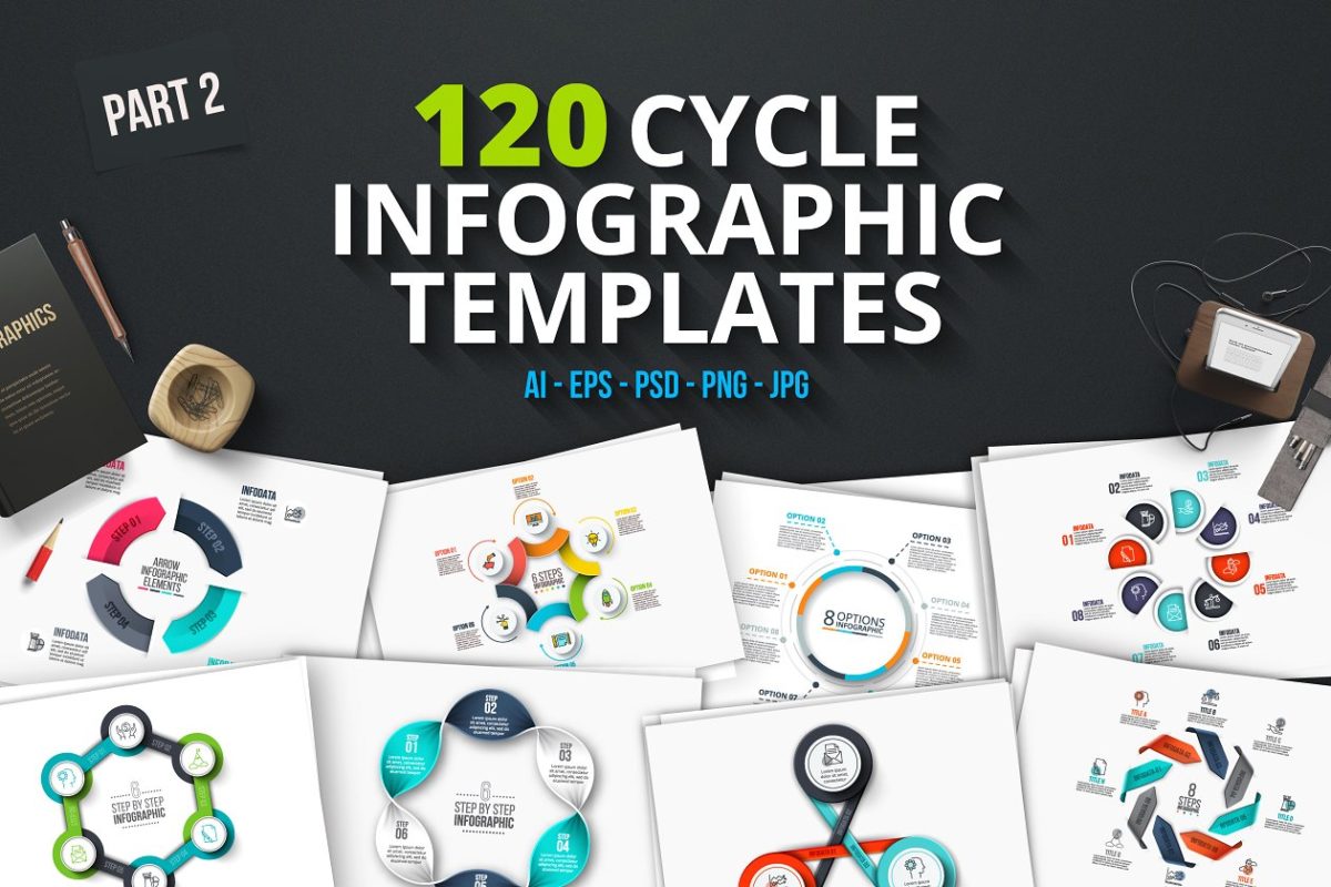 环形信息图形模板 120 cycle infographics (part 2)