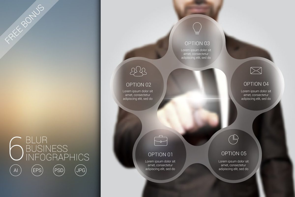 商业信息PPT模板 6 blur business infographics