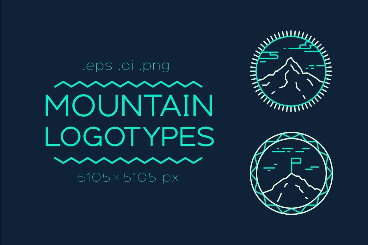 logo设计素材模板 Set of logotypes with mountains