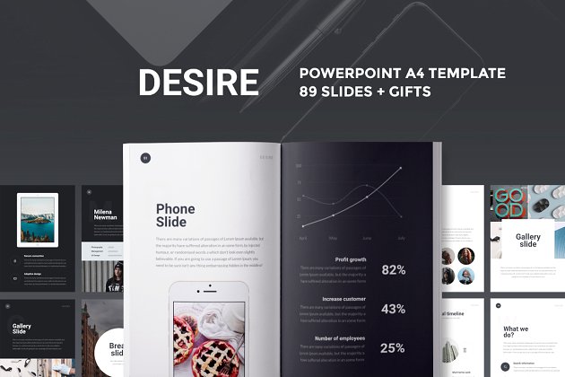 时尚竖版ppt模板 A4 | Desire PowerPoint Template