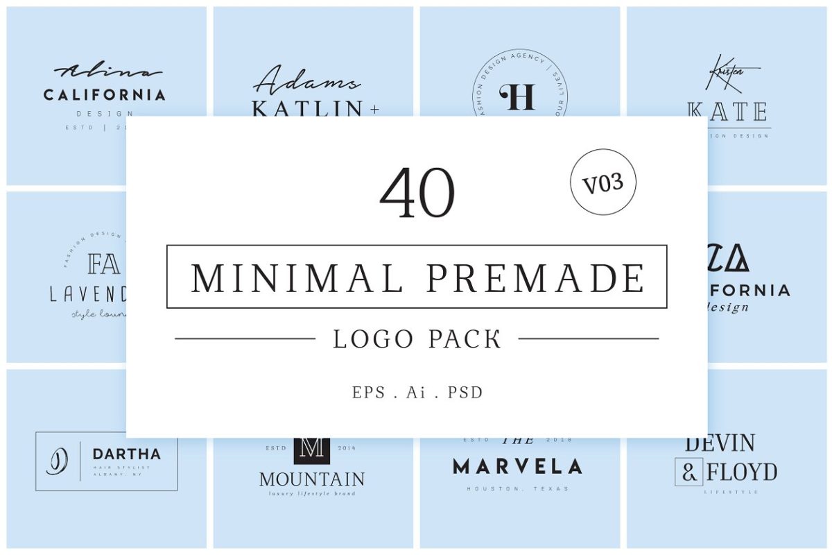 极简主义logo素材 Minimal Premade Logo Bundle V03