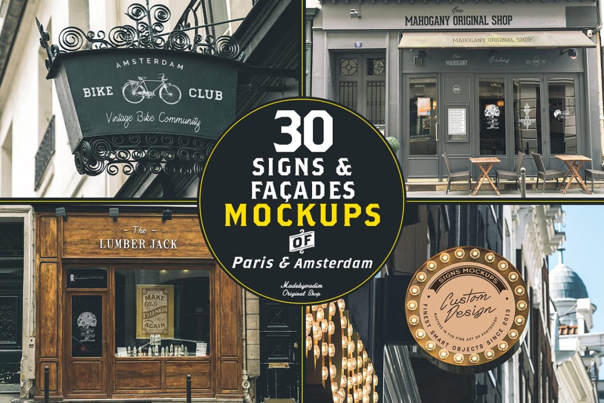 优雅的店铺招牌模板 30 Signs & Facades – Paris/Amsterdam