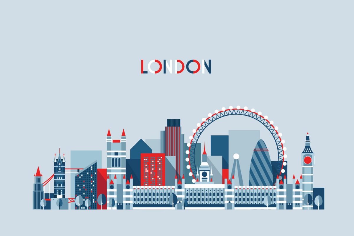 伦敦天际线插画 London skyline, England