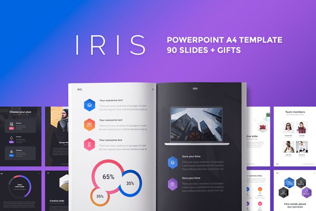数据统计ppt模板 A4 | IRIS PowerPoint Template