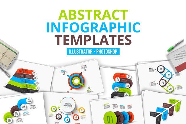 抽象信息图标的PPT模版素材 Abstract infographic templates