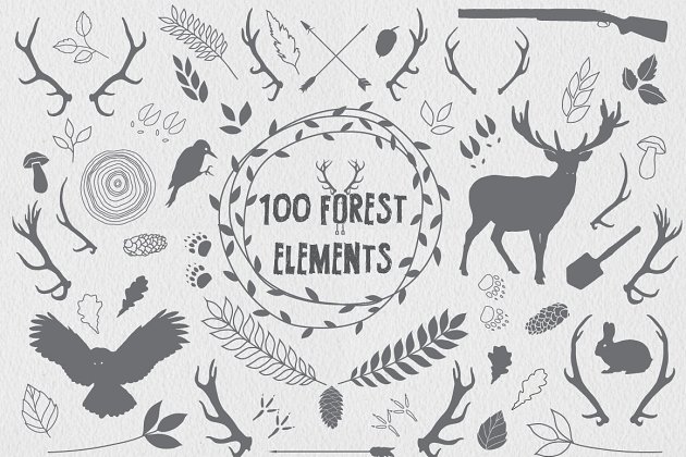 森林元素图形 100 Forest Elements Pro