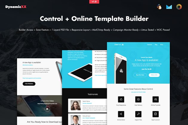 邮件广告网站模板 Control + Online Template Builder