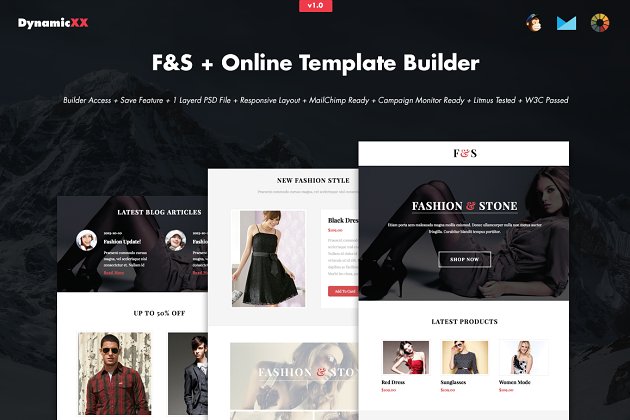 时尚网站模板 F&S + Online Template Builder
