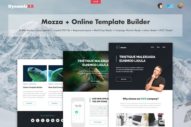 邮件素材网站 Mozza + Online Template Builder