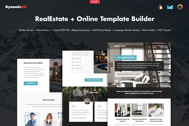 房产邮件模板 RealEstate + Online Template Builder